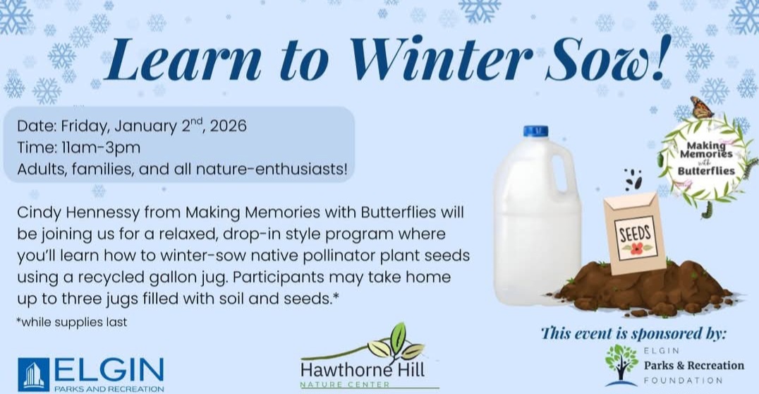 Winter sowing native plants and milkweed workshop at Hawthorne Hill Nature Center in Elgin Illinois